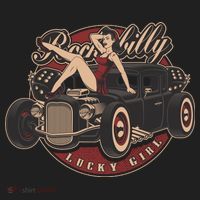 Pin Up Lucky Girl Classic Hot Rod Rockabilly Golf Towel thumb 3