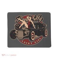 Pin Up Lucky Girl Classic Hot Rod Rockabilly Mousepad thumb 0