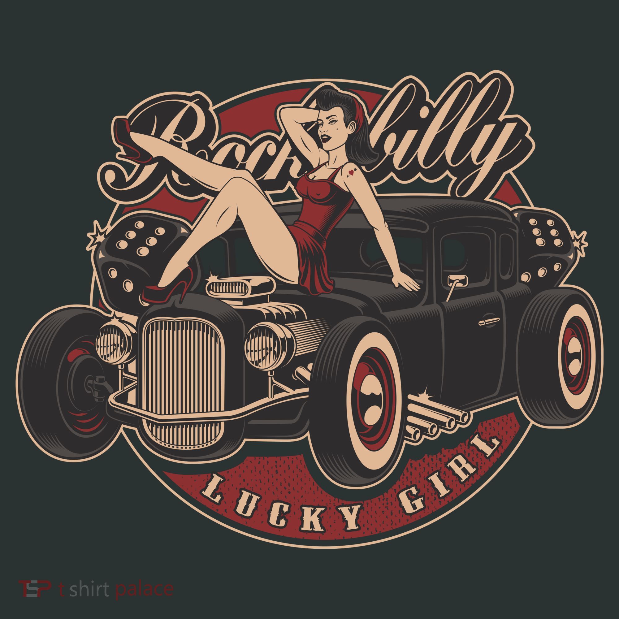 Pin Up Lucky Girl Classic Hot Rod Rockabilly Baby Bodysuit