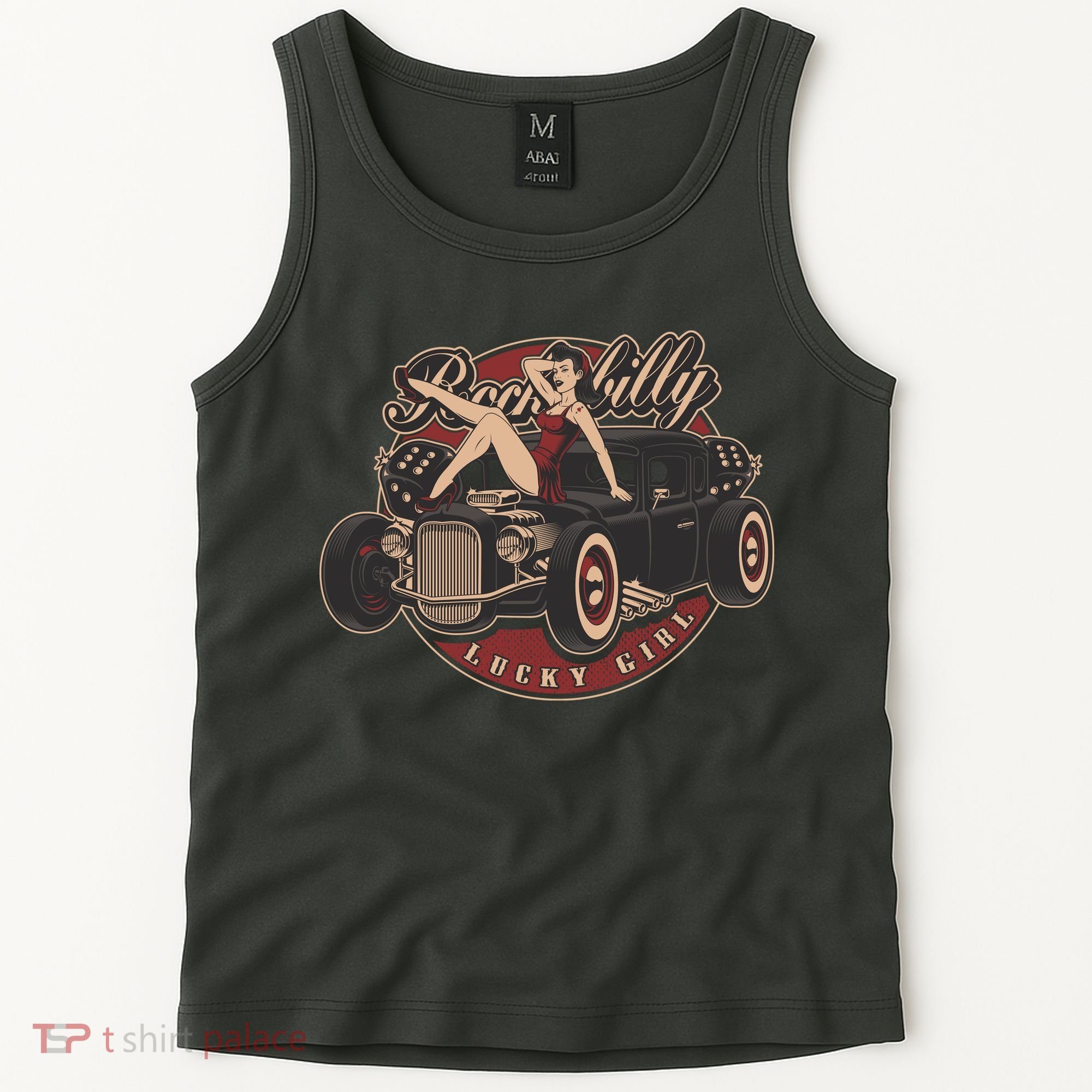 Pin Up Lucky Girl Classic Hot Rod Rockabilly Tank Top
