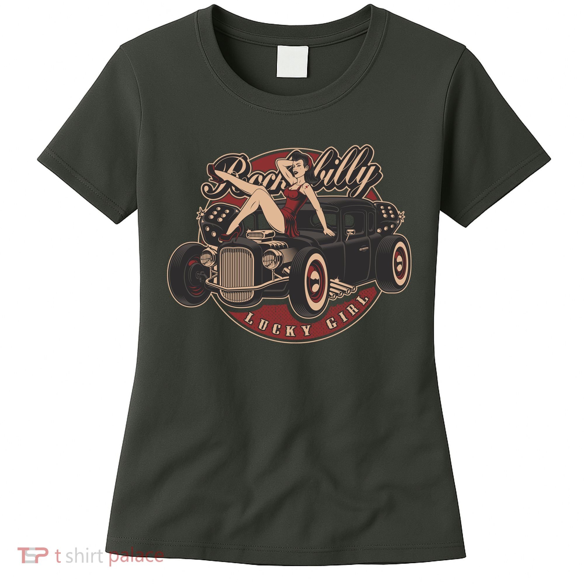 Pin Up Lucky Girl Classic Hot Rod Rockabilly Women's T-Shirt
