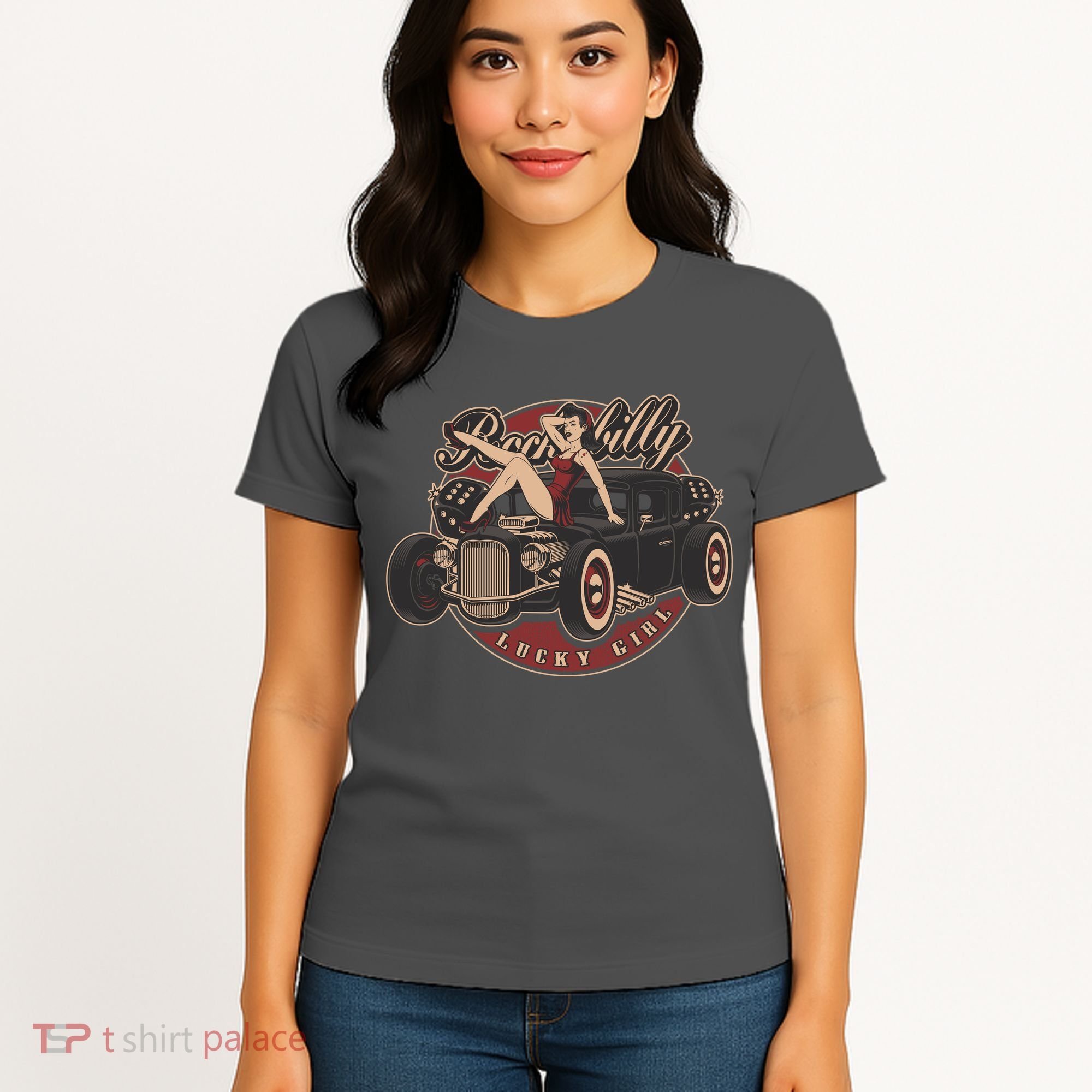 Pin Up Lucky Girl Classic Hot Rod Rockabilly Women's T-Shirt
