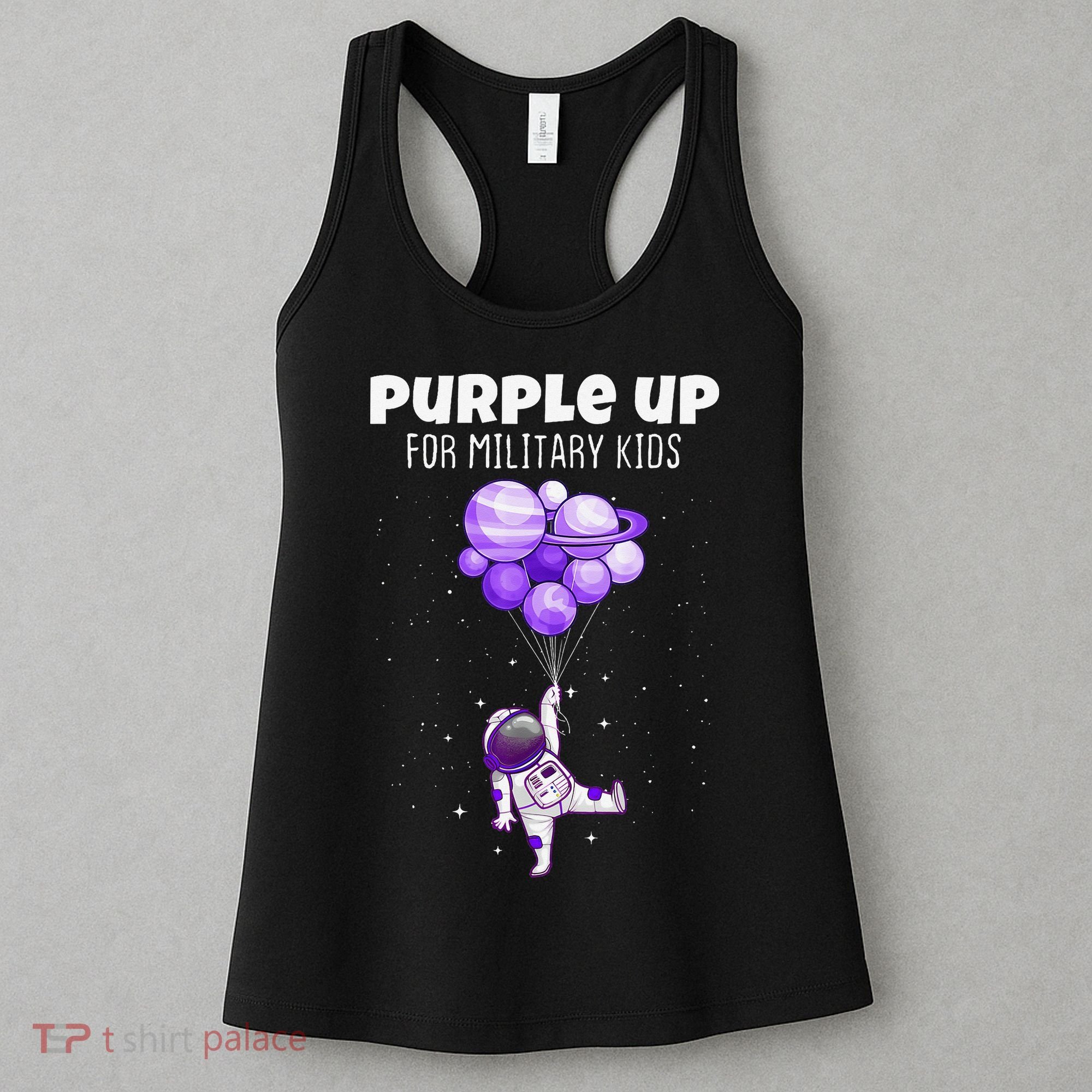 Purple Up Military Military Child Month Astronaut Funny Women's Tank Top