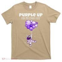 Purple Up Military Military Child Month Astronaut Funny T-Shirt thumb 0
