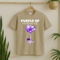 Purple Up Military Military Child Month Astronaut Funny T-Shirt thumb 2