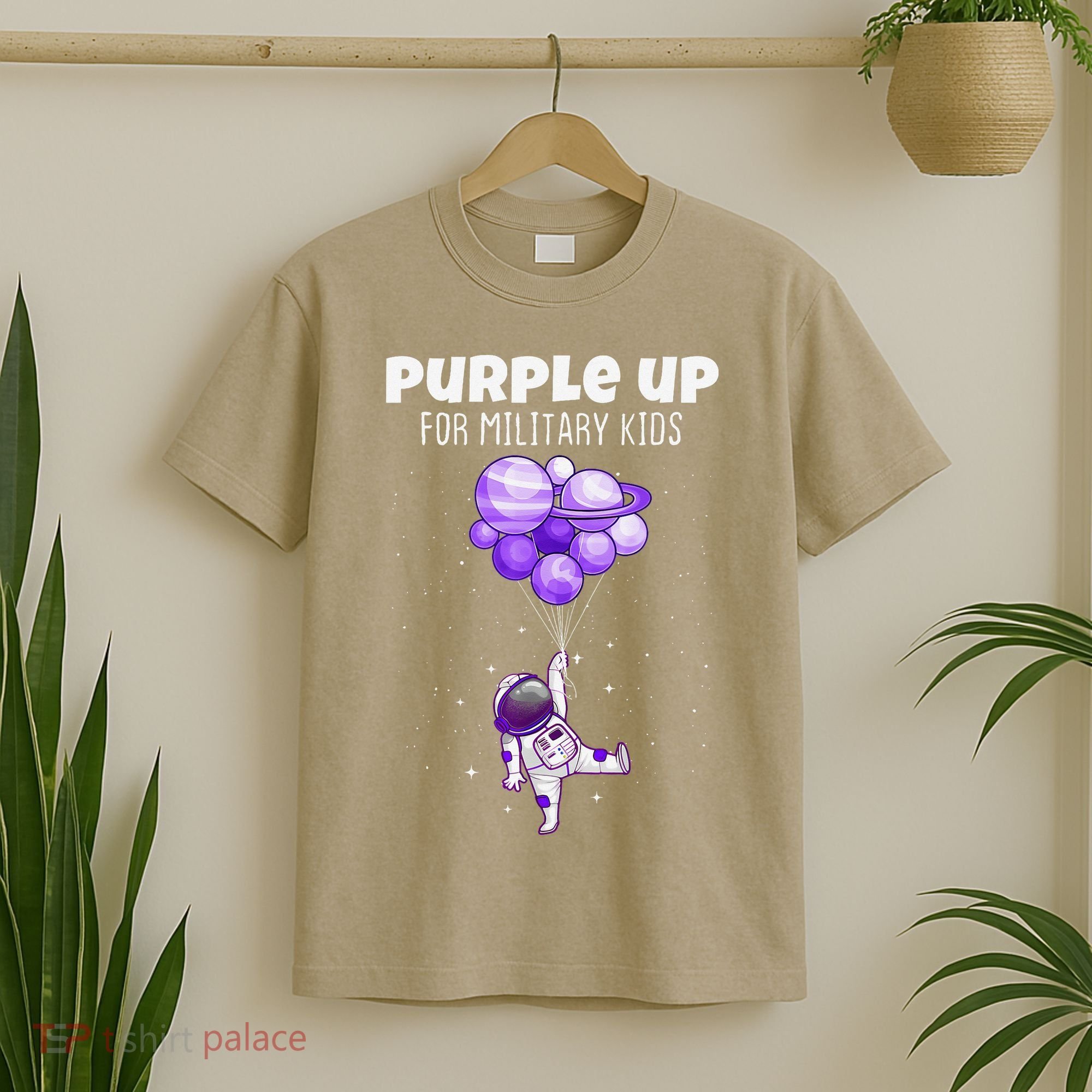 Purple Up Military Military Child Month Astronaut Funny T-Shirt
