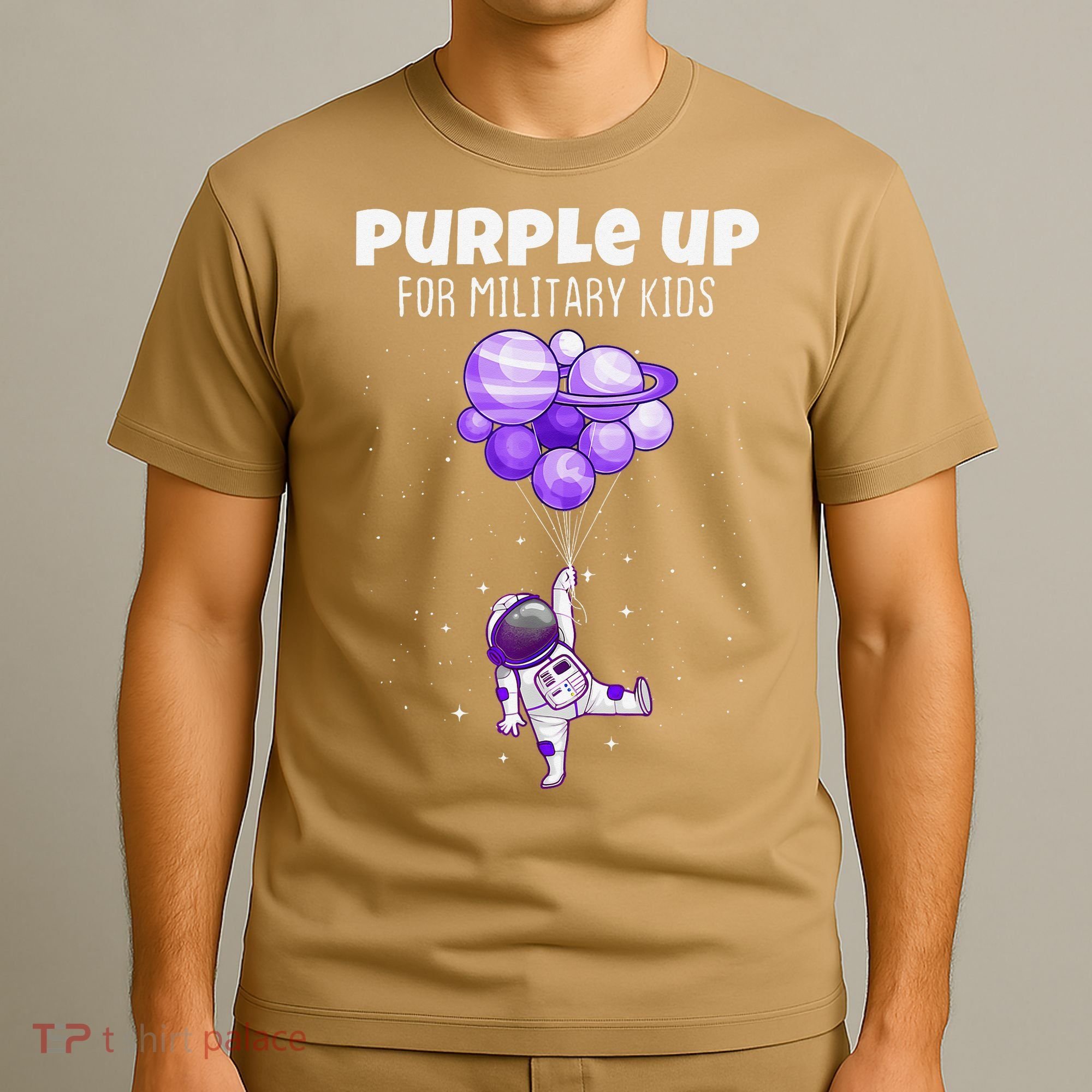 Purple Up Military Military Child Month Astronaut Funny T-Shirt