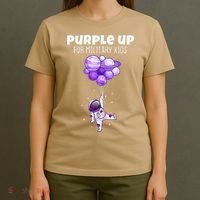 Purple Up Military Military Child Month Astronaut Funny T-Shirt thumb 4