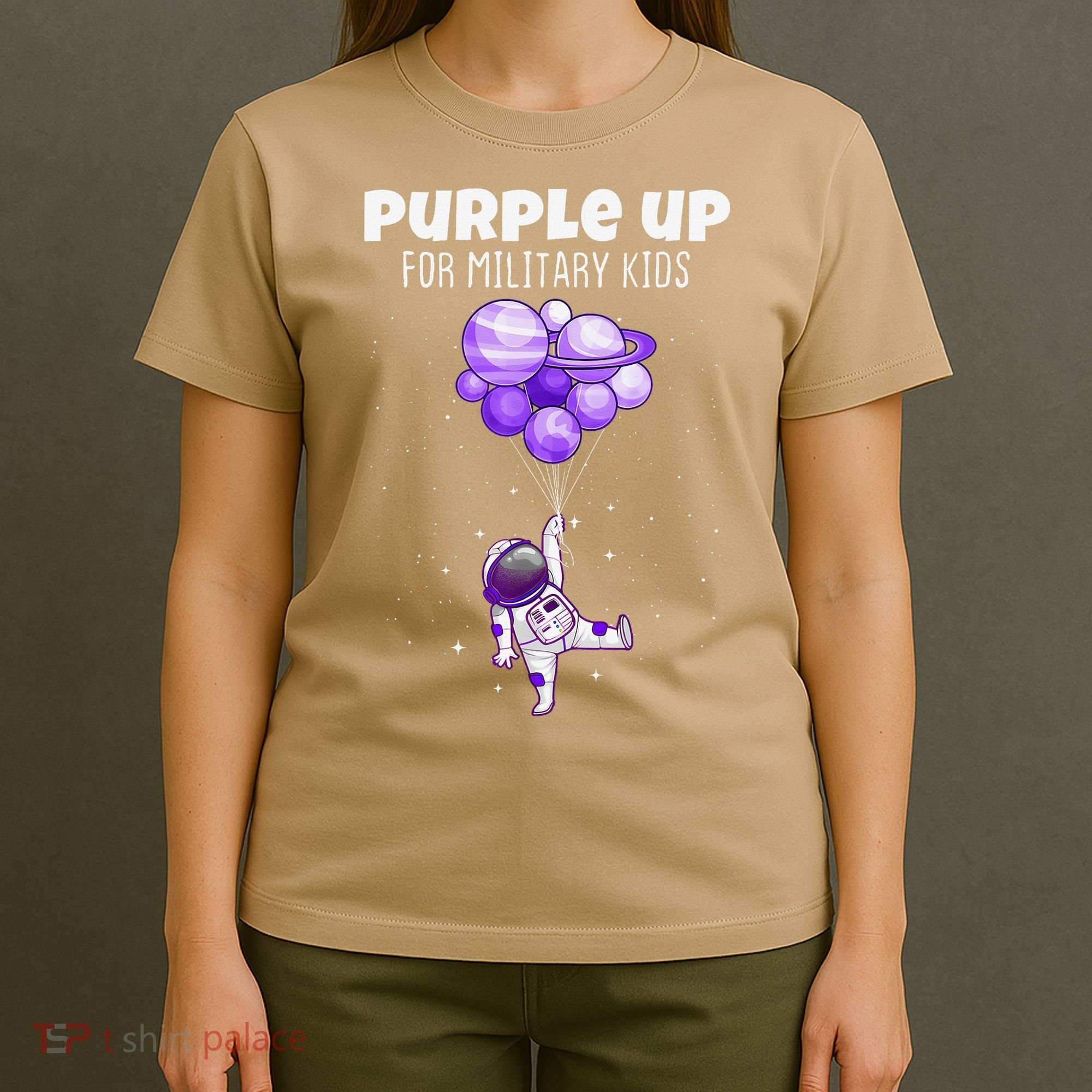 Purple Up Military Military Child Month Astronaut Funny T-Shirt