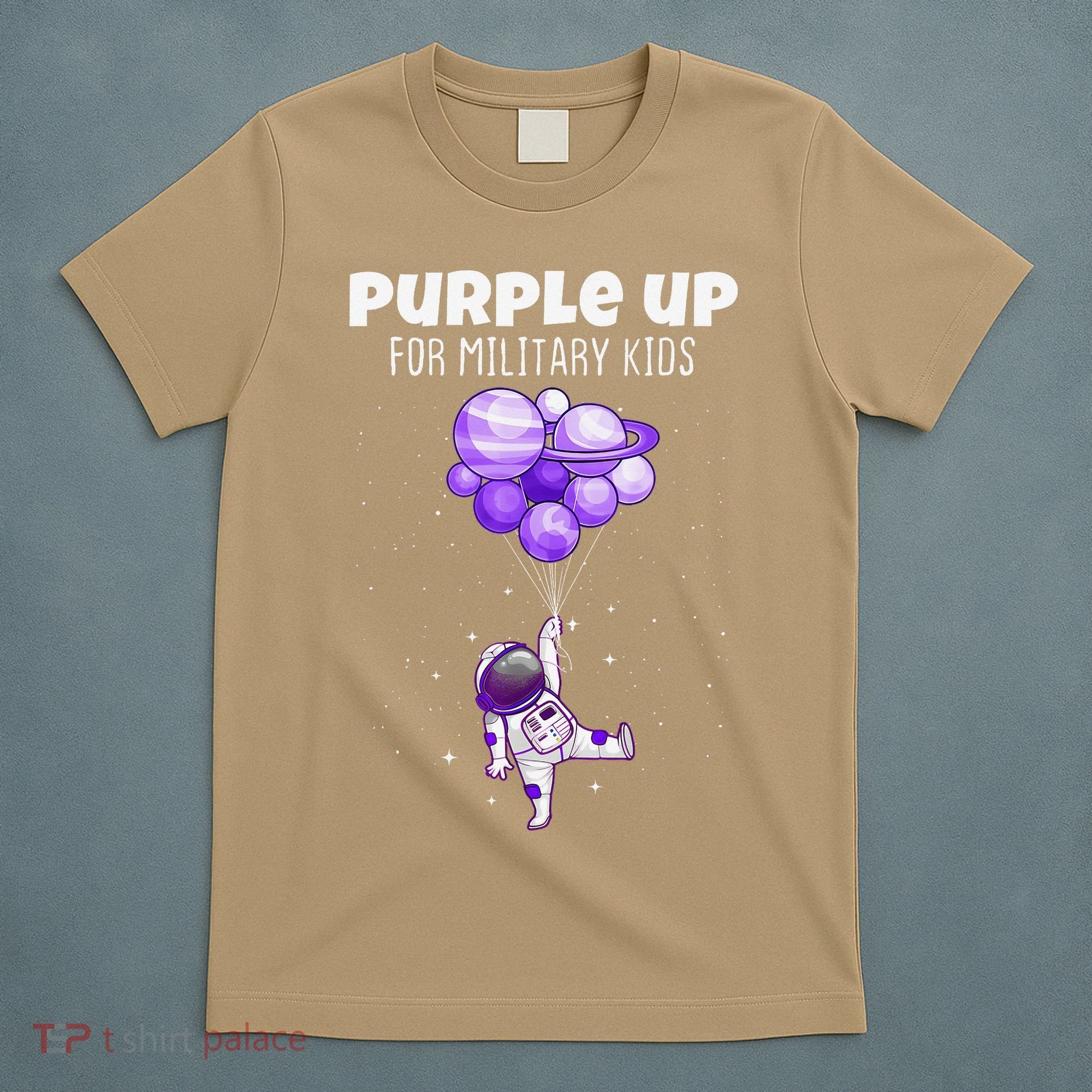 Purple Up Military Military Child Month Astronaut Funny T-Shirt