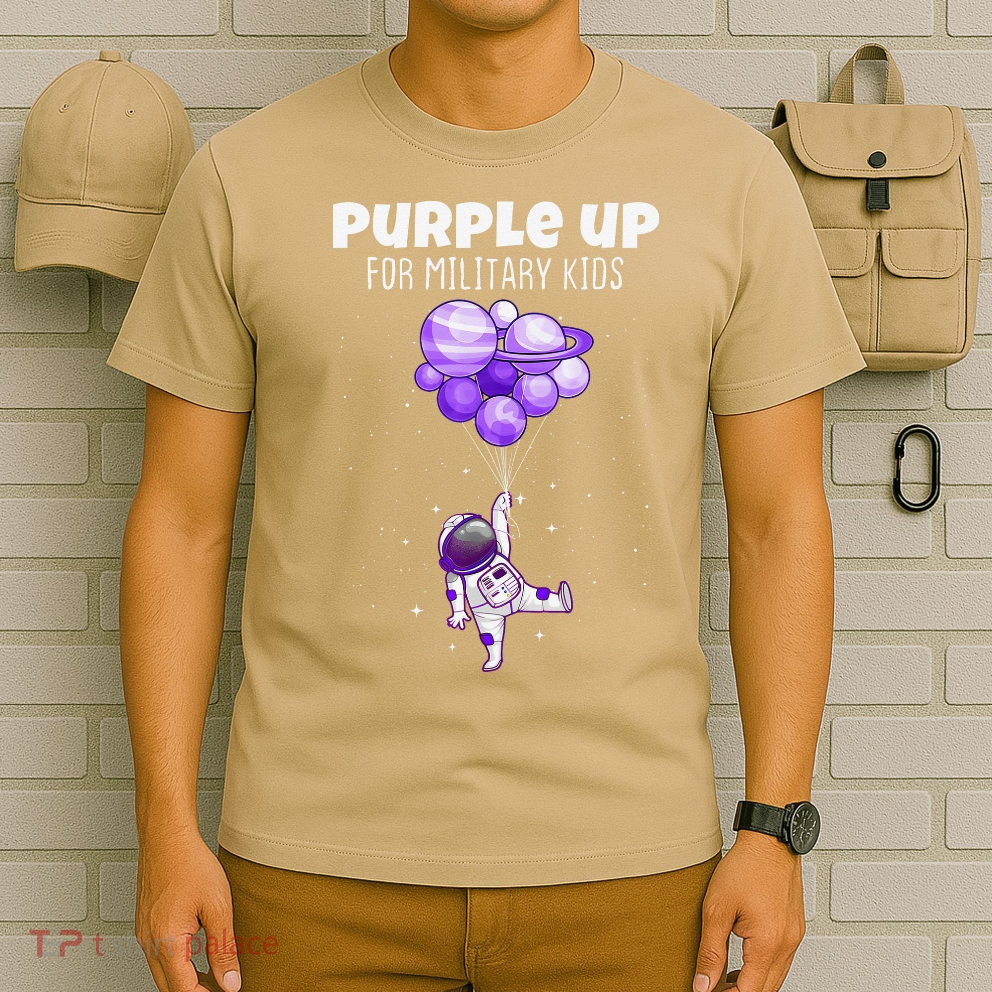 Purple Up Military Military Child Month Astronaut Funny T-Shirt