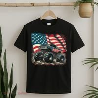 Patriotic Usa Monster Truck Adult T-Shirt thumb 2