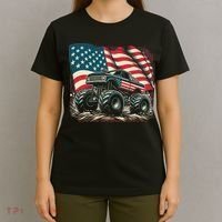 Patriotic Usa Monster Truck Adult T-Shirt thumb 4