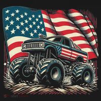 Patriotic Usa Monster Truck Adult T-Shirt thumb 7
