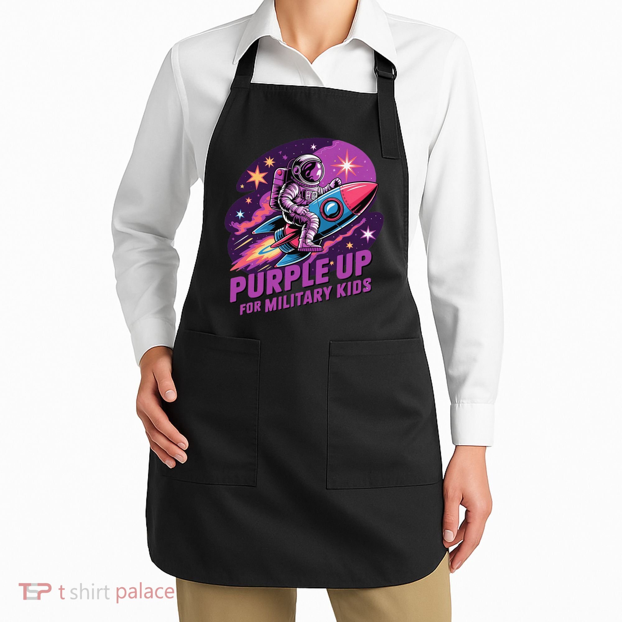Purple Up Military Astronaut Rocket Space Military Apron