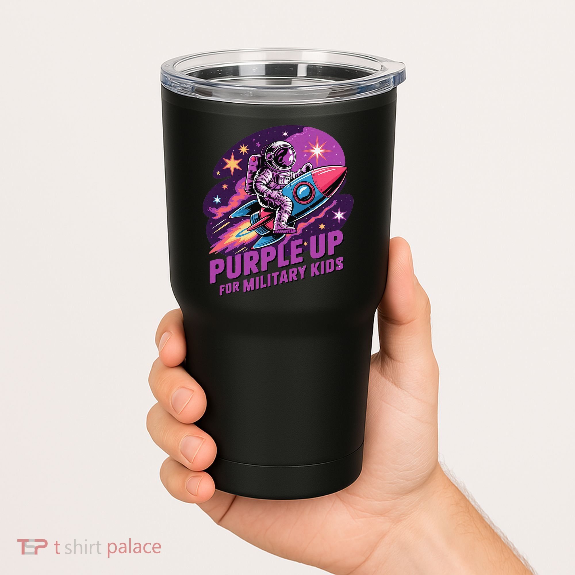 Purple Up Military Astronaut Rocket Space Military Tumbler