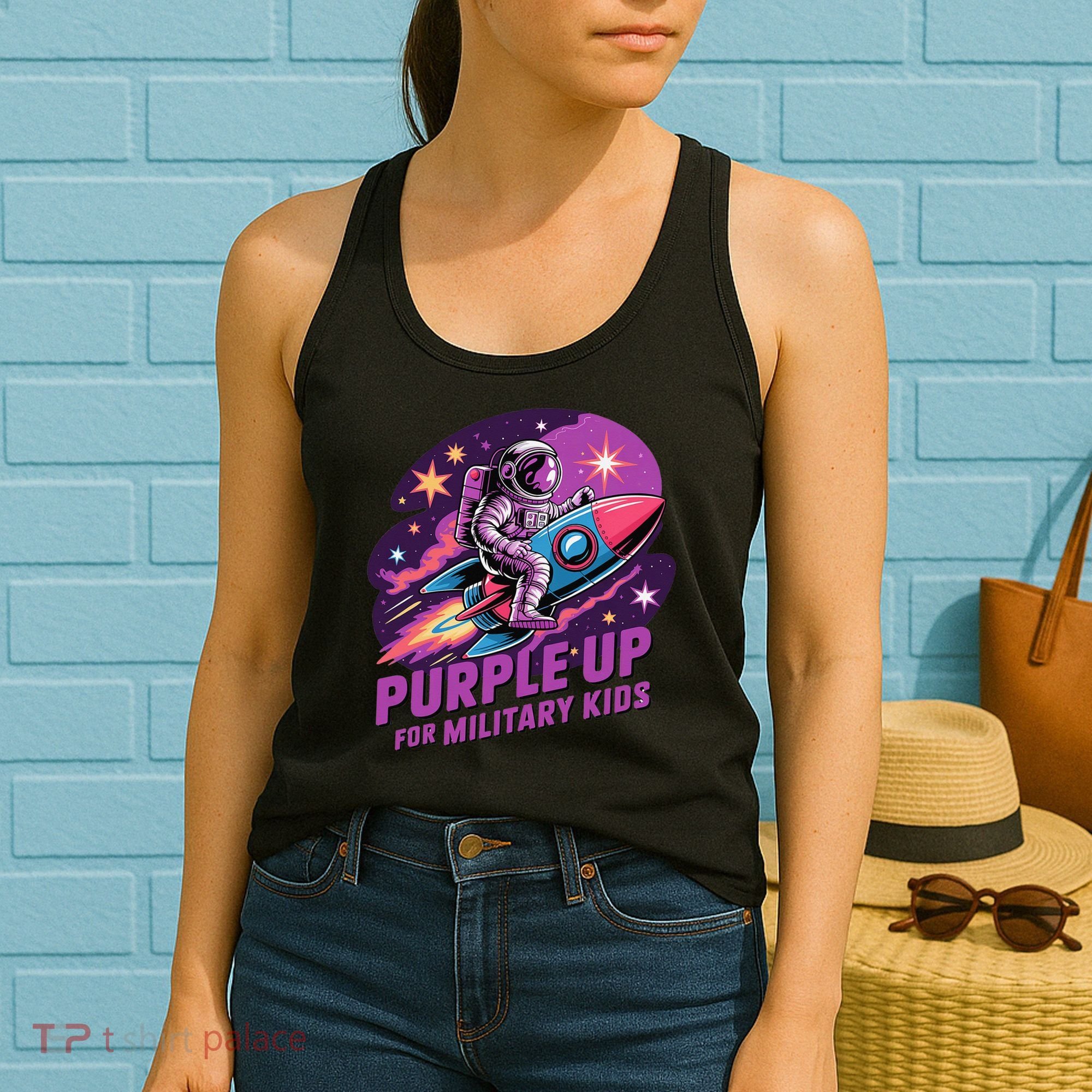 Purple Up Military Astronaut Rocket Space Military Women's Tank Top