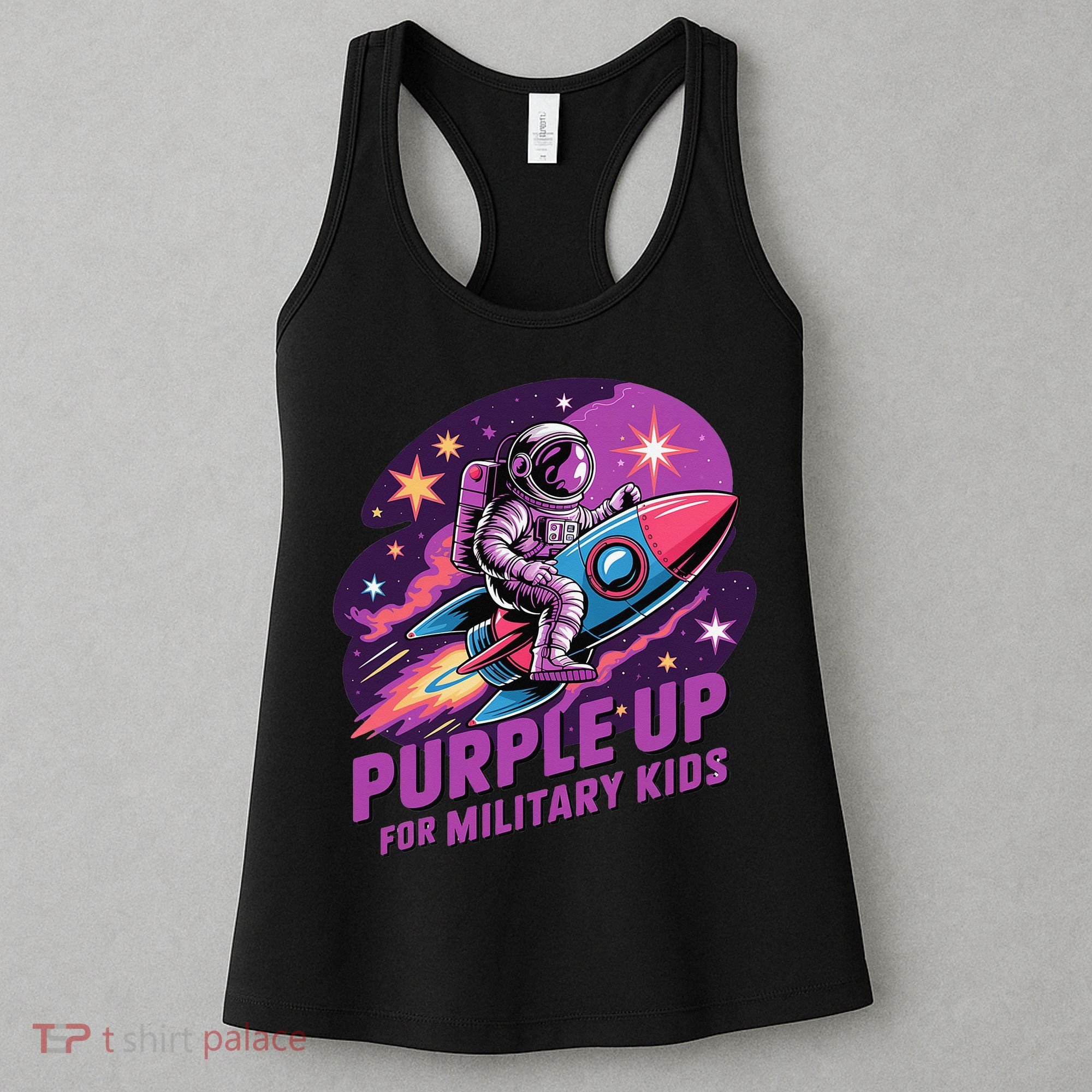 Purple Up Military Astronaut Rocket Space Military Women's Tank Top