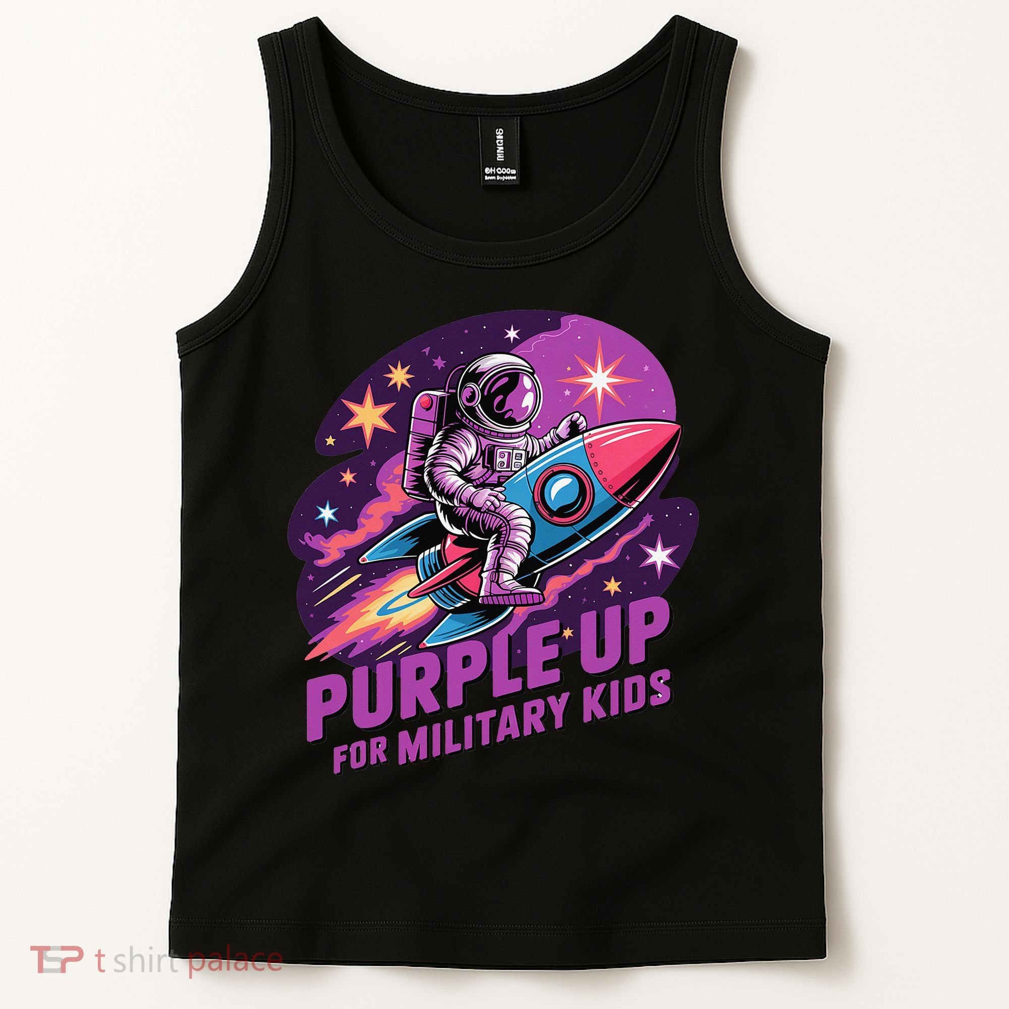 Purple Up Military Astronaut Rocket Space Military Tank Top