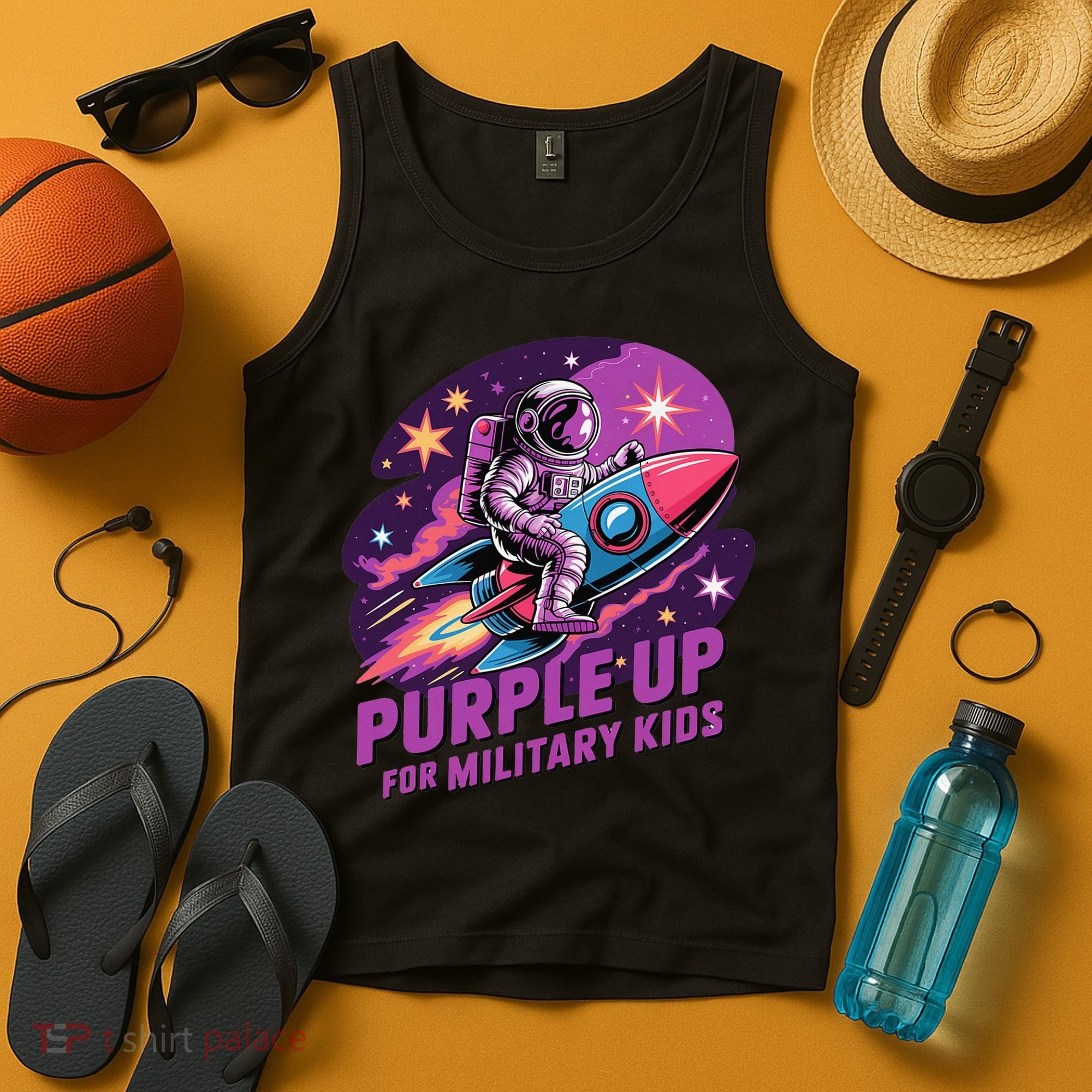 Purple Up Military Astronaut Rocket Space Military Tank Top