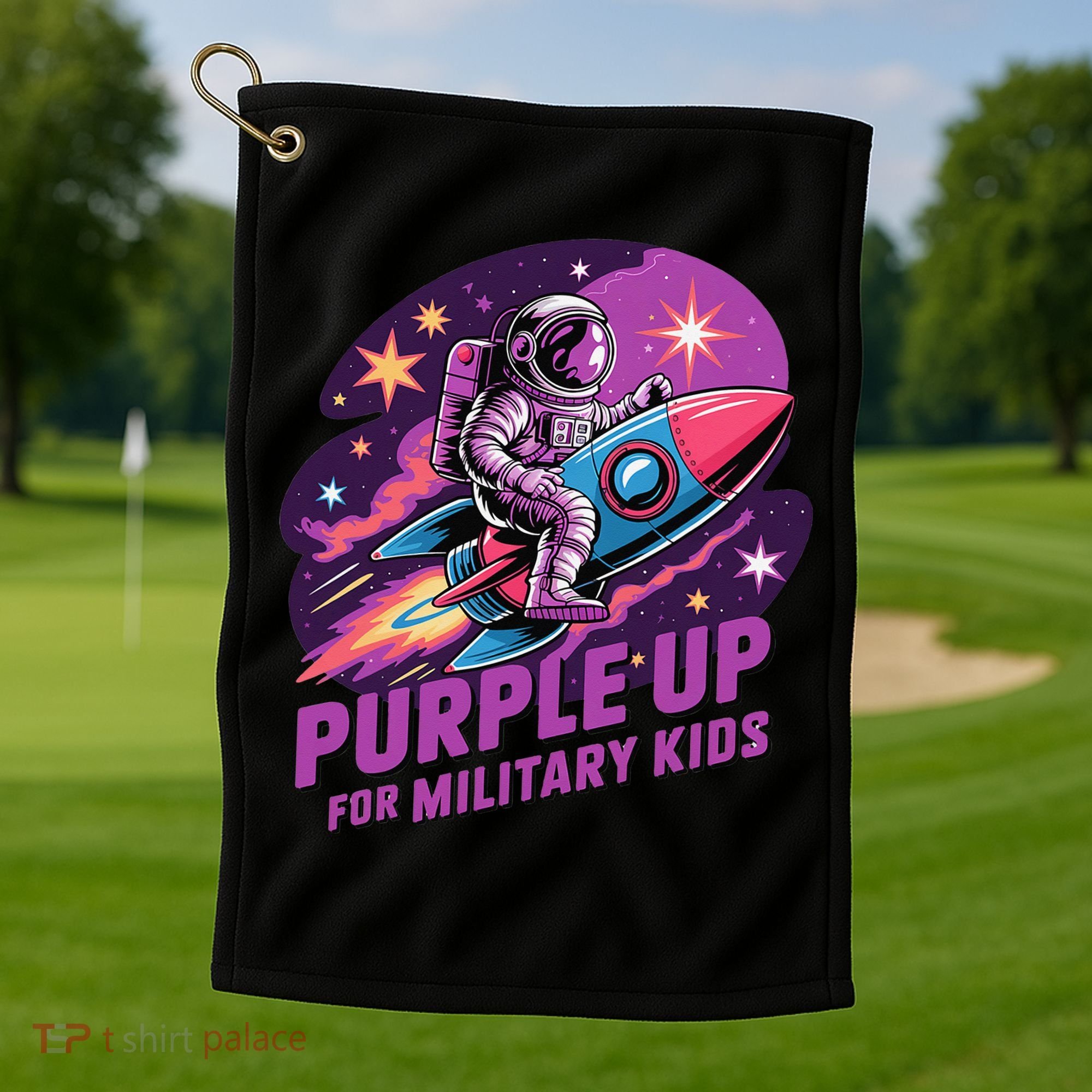 Purple Up Military Astronaut Rocket Space Military Golf Towel