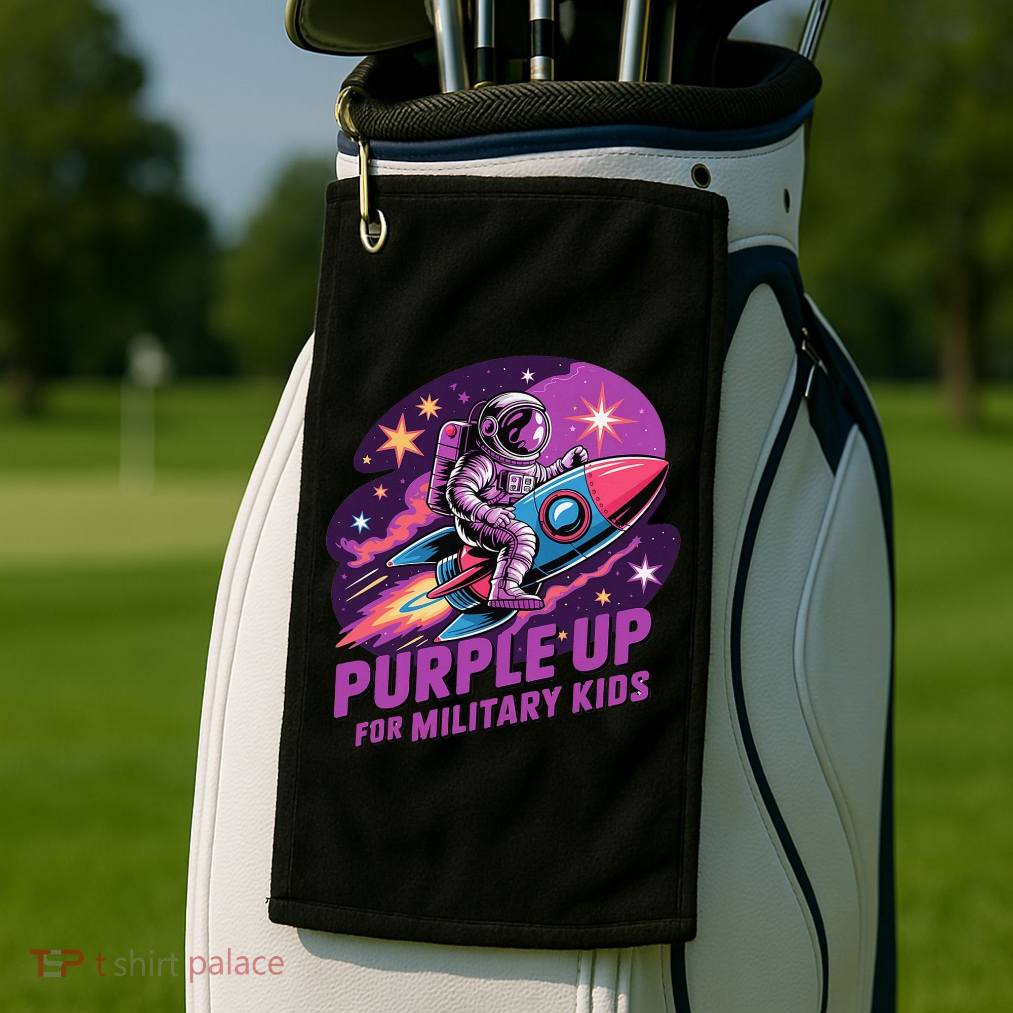 Purple Up Military Astronaut Rocket Space Military Golf Towel