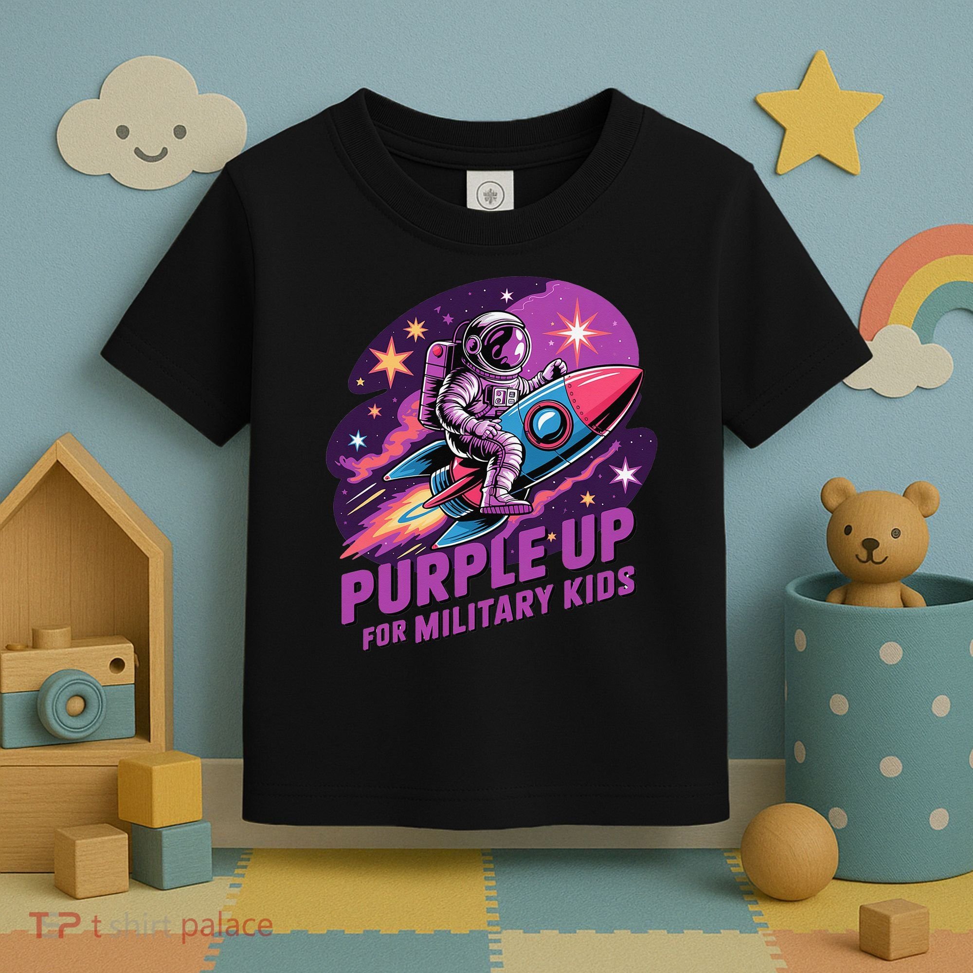 Purple Up Military Astronaut Rocket Space Military Toddler T-Shirt
