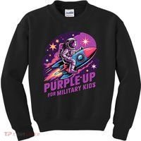 Purple Up Military Astronaut Rocket Space Military Kids Sweatshirt thumb 0