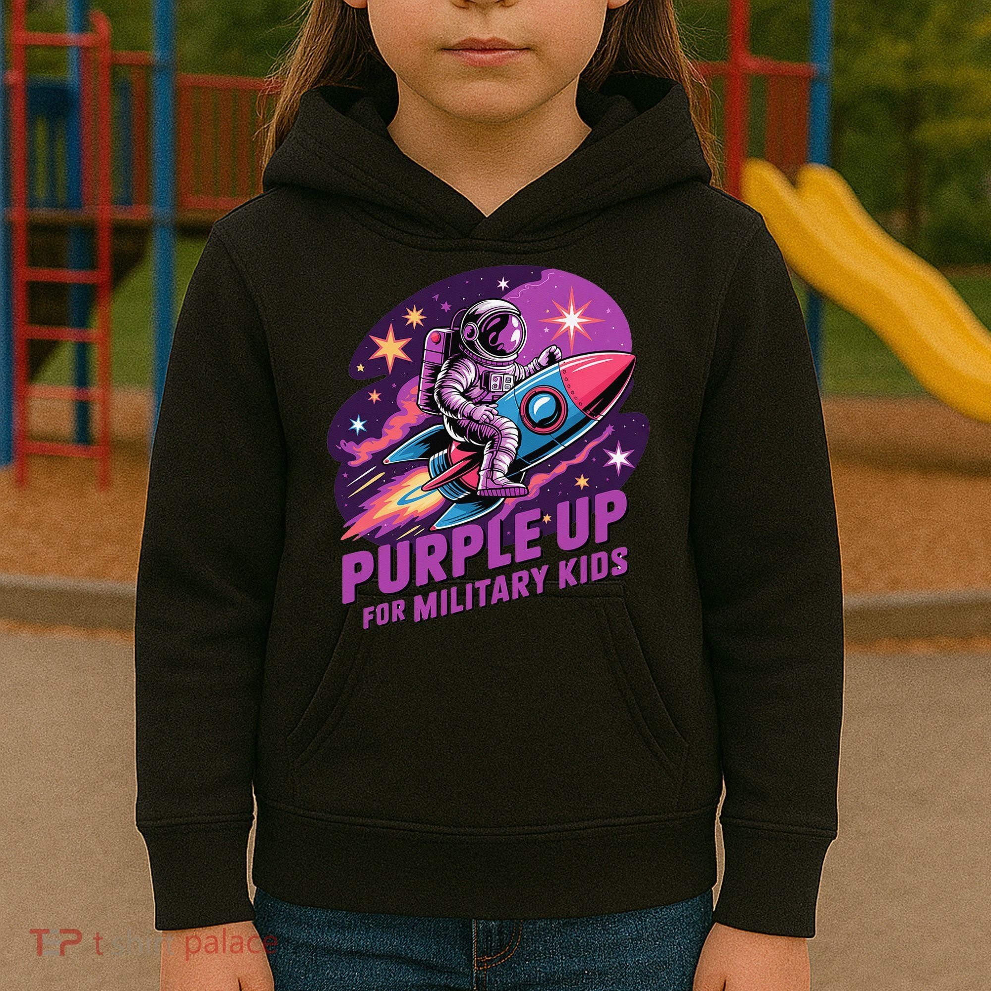 Purple Up Military Astronaut Rocket Space Military Kids Hoodie