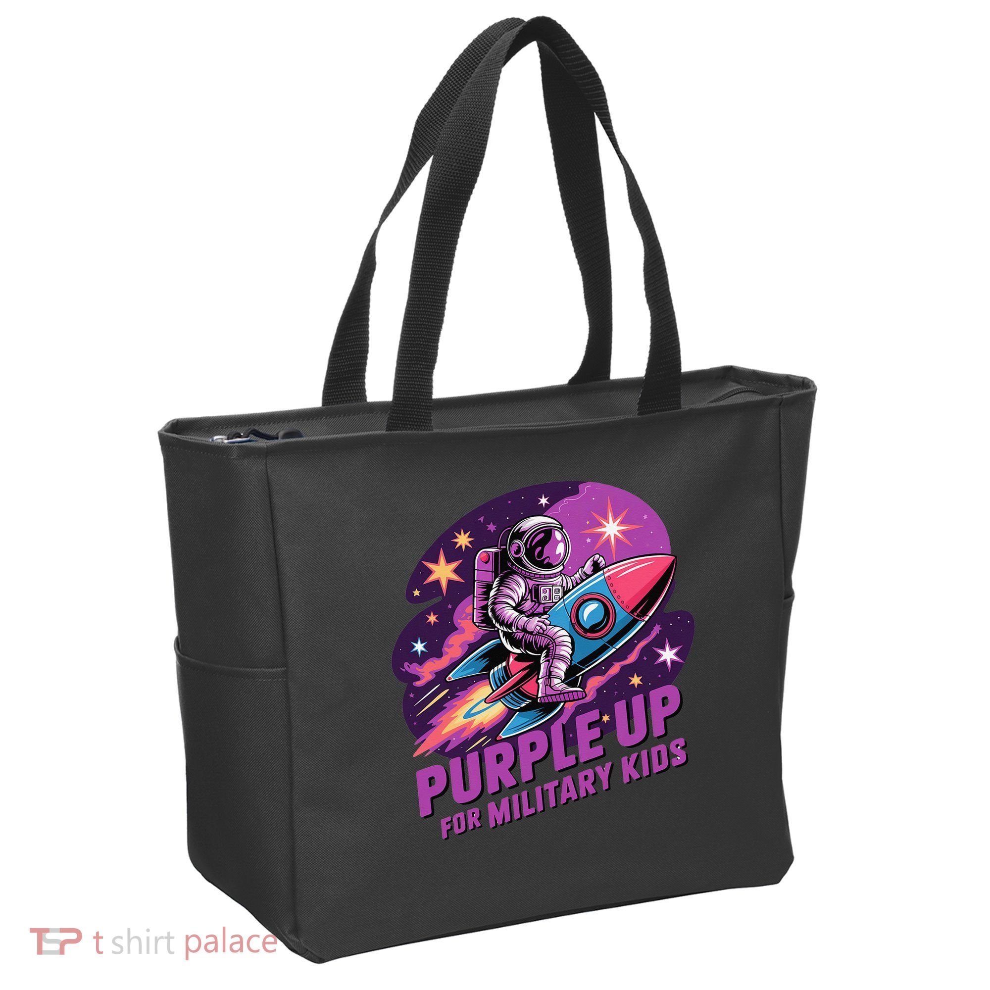 Purple Up Military Astronaut Rocket Space Military Tote Bag