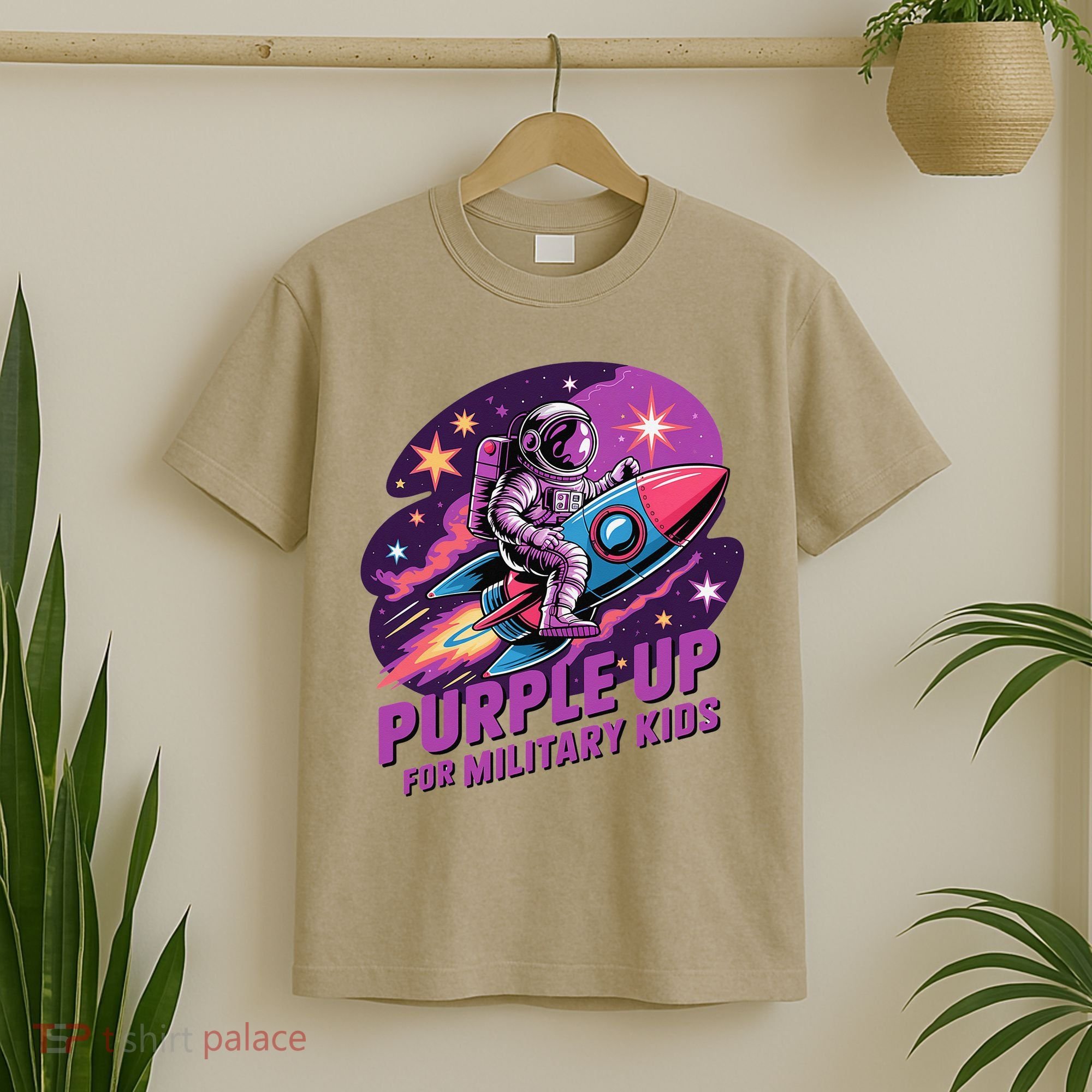 Purple Up Military Astronaut Rocket Space Military T-Shirt