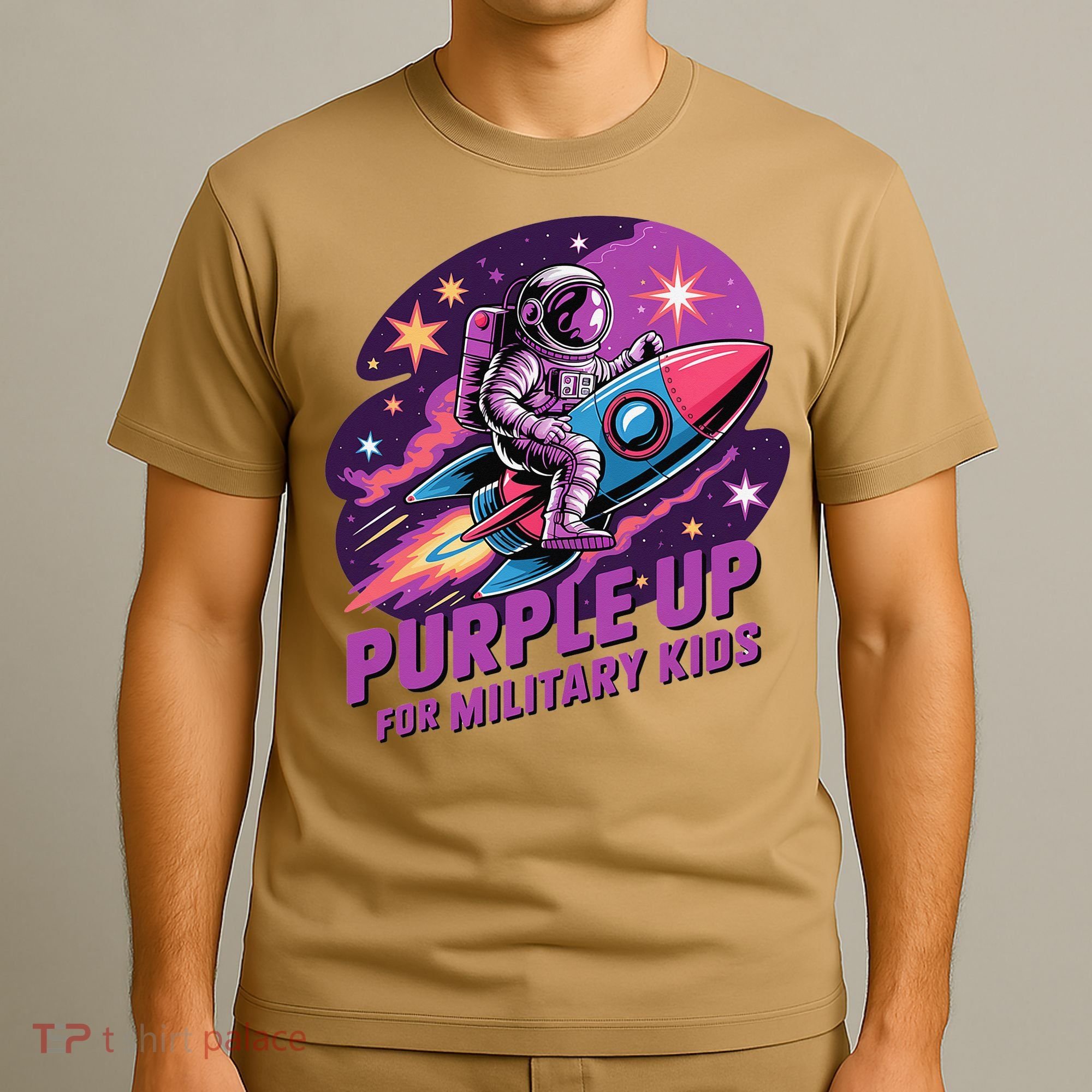 Purple Up Military Astronaut Rocket Space Military T-Shirt