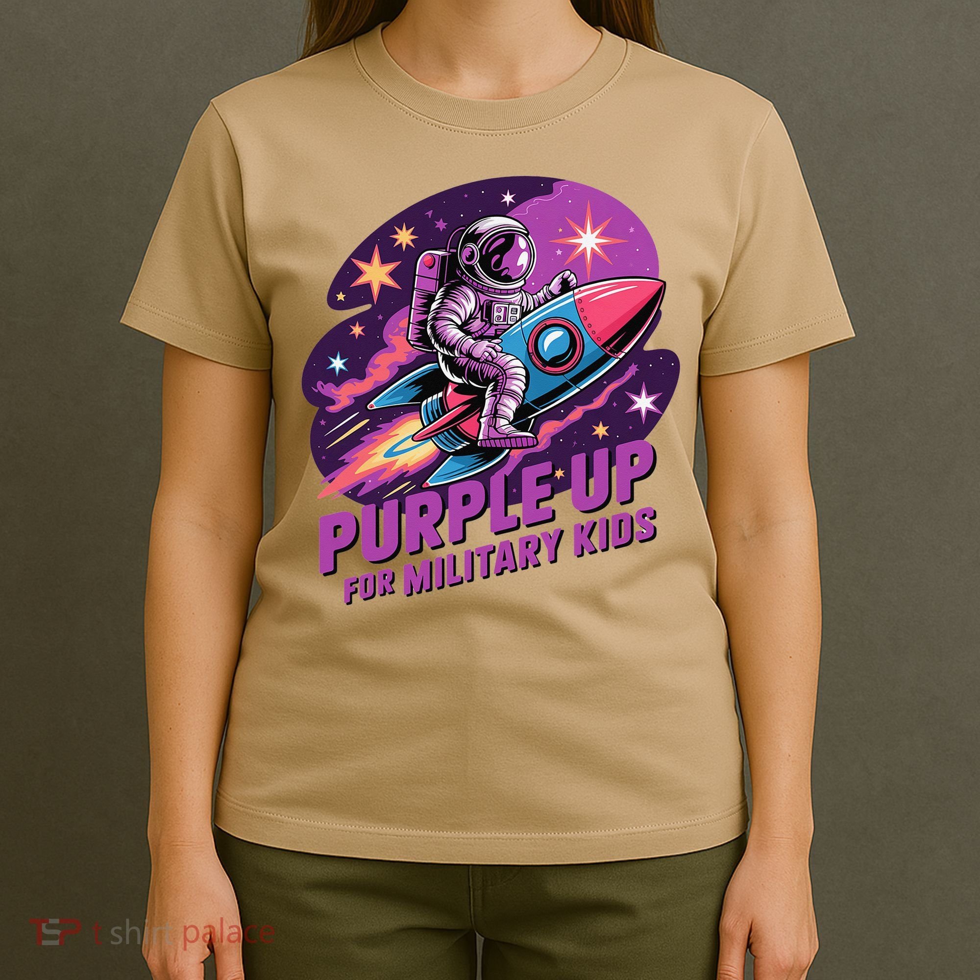 Purple Up Military Astronaut Rocket Space Military T-Shirt