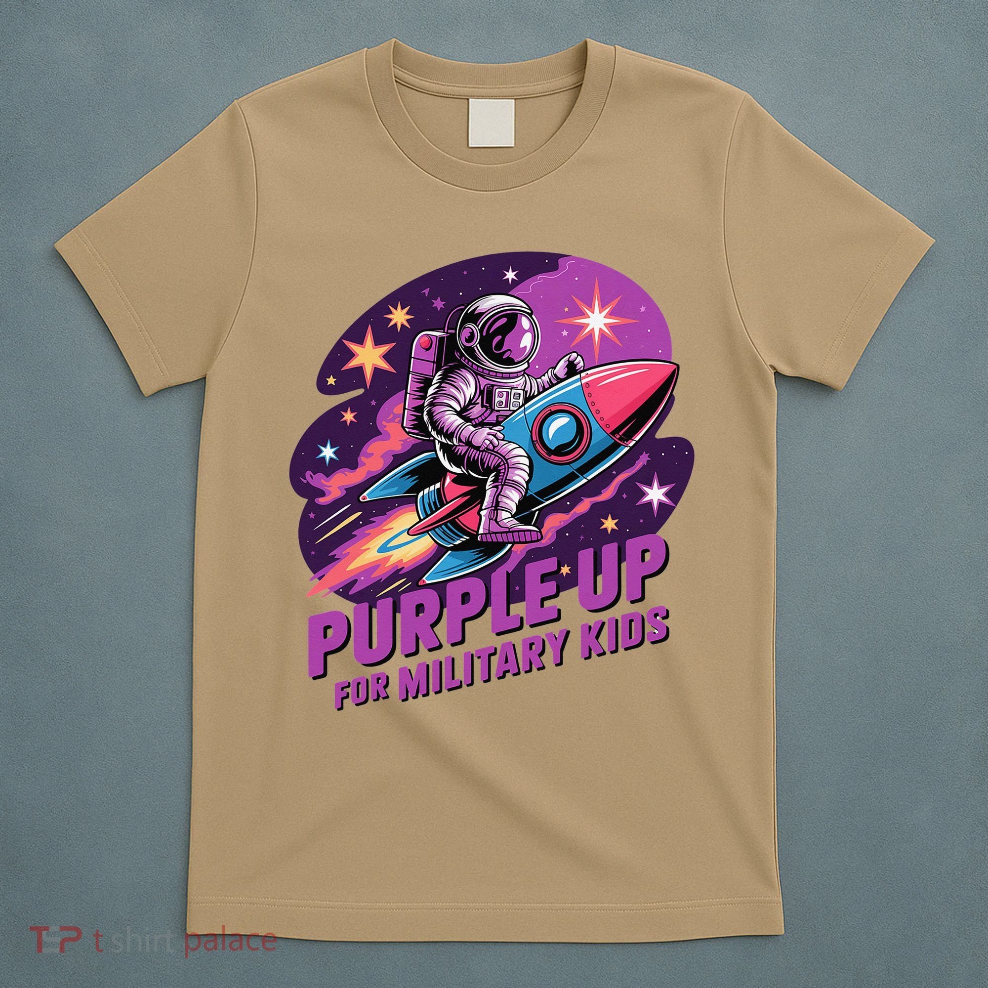 Purple Up Military Astronaut Rocket Space Military T-Shirt