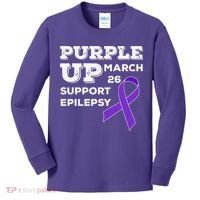 Purple UP March 26 Support Epilepsy Awareness Day Kids Long Sleeve Shirt thumb 0