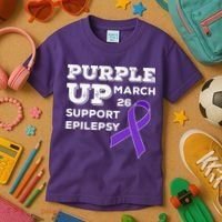 Purple UP March 26 Support Epilepsy Awareness Day Kids T-Shirt thumb 3
