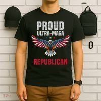 Proud Ultra MAGA Republican. Eagle USA Flag Colors Patriotic T-Shirt thumb 6