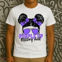 Purple Up Military Child Hair Bun T-Shirt thumb 3