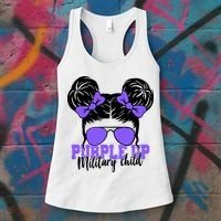 Purple Up Military Child Hair Bun Women's Tank Top thumb 3