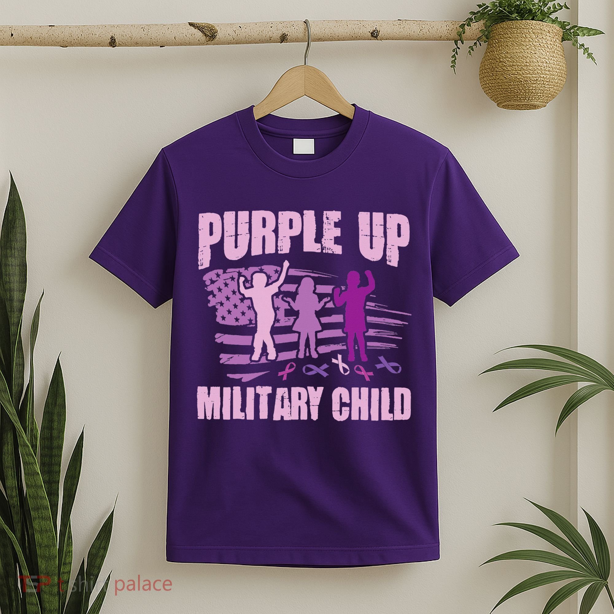 Purple Up Military Child US Flag Military Child Awareness T-Shirt