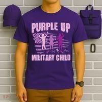 Purple Up Military Child US Flag Military Child Awareness T-Shirt thumb 6