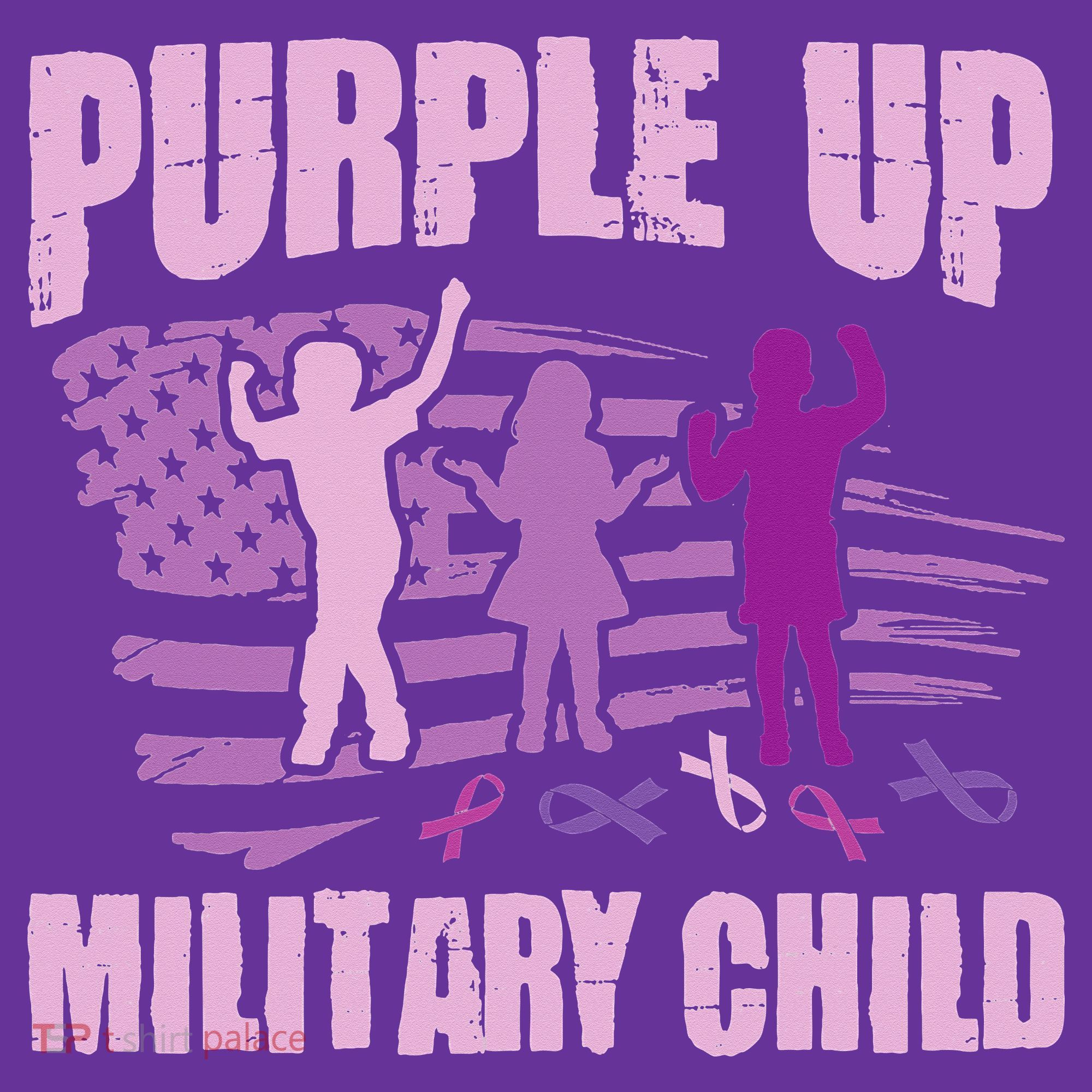 Purple Up Military Child US Flag Military Child Awareness T-Shirt