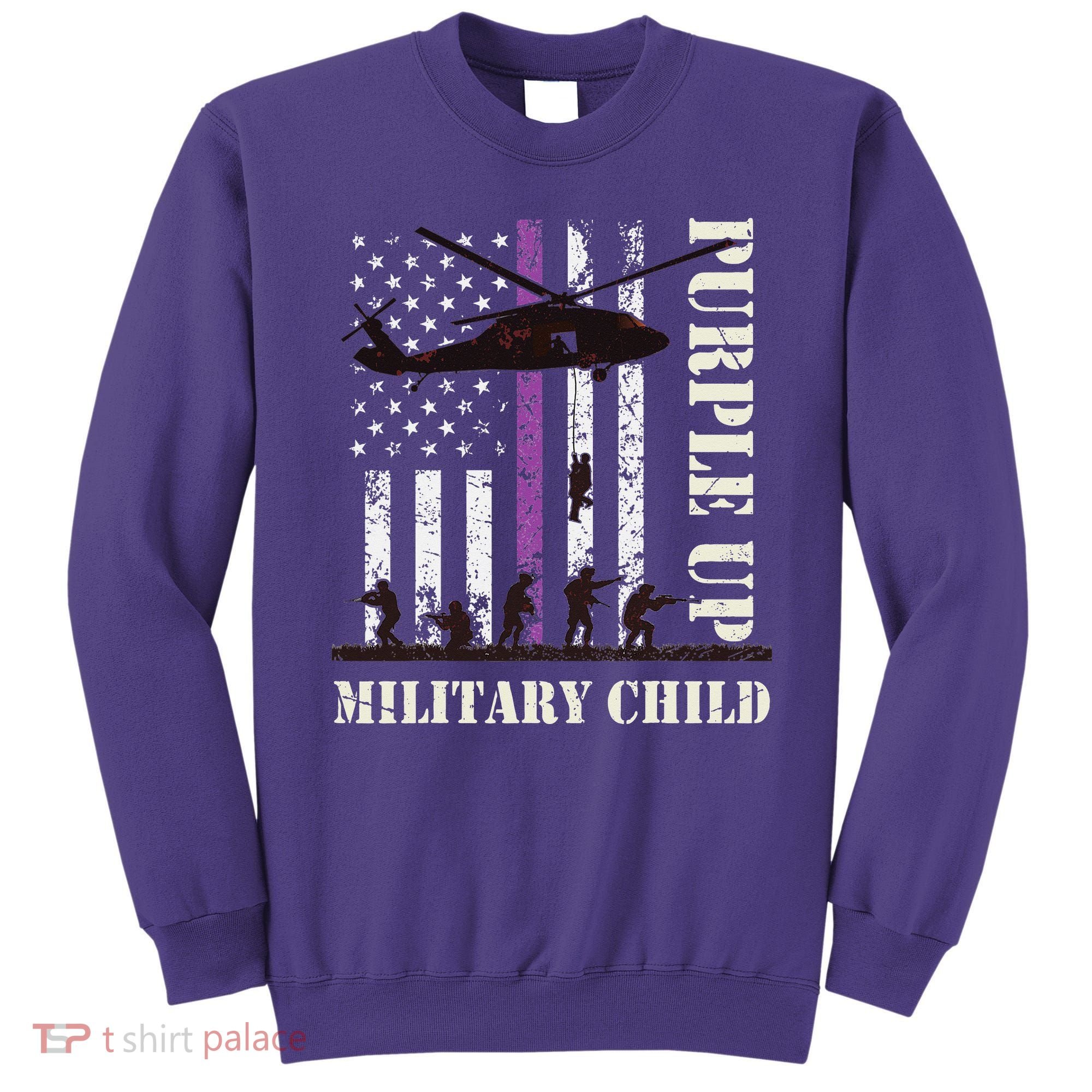 Purple Up Military Child Month US Flag Sweatshirt