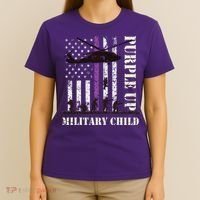 Purple Up Military Child Month US Flag T-Shirt thumb 4