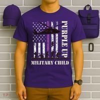 Purple Up Military Child Month US Flag T-Shirt thumb 6