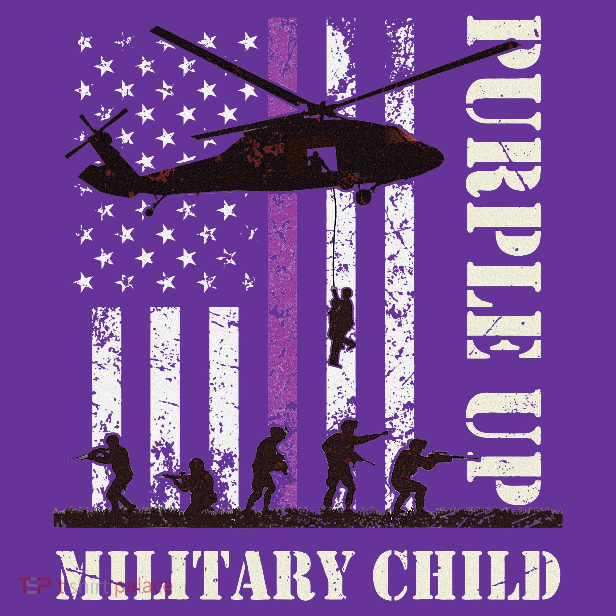 Purple Up Military Child Month US Flag T-Shirt