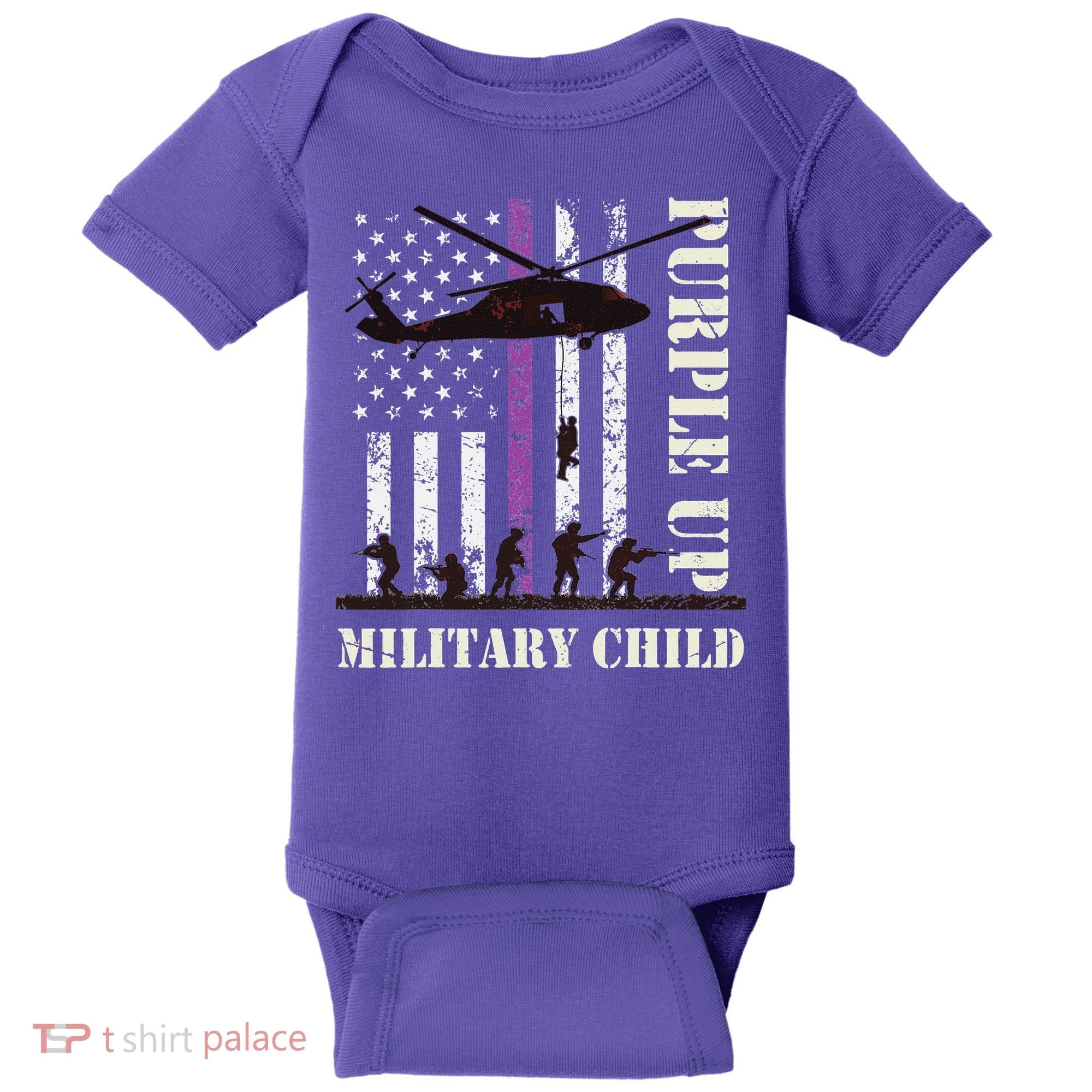 Purple Up Military Child Month US Flag Baby Bodysuit