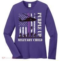 Purple Up Military Child Month US Flag Women's Long Sleeve Shirt thumb 0