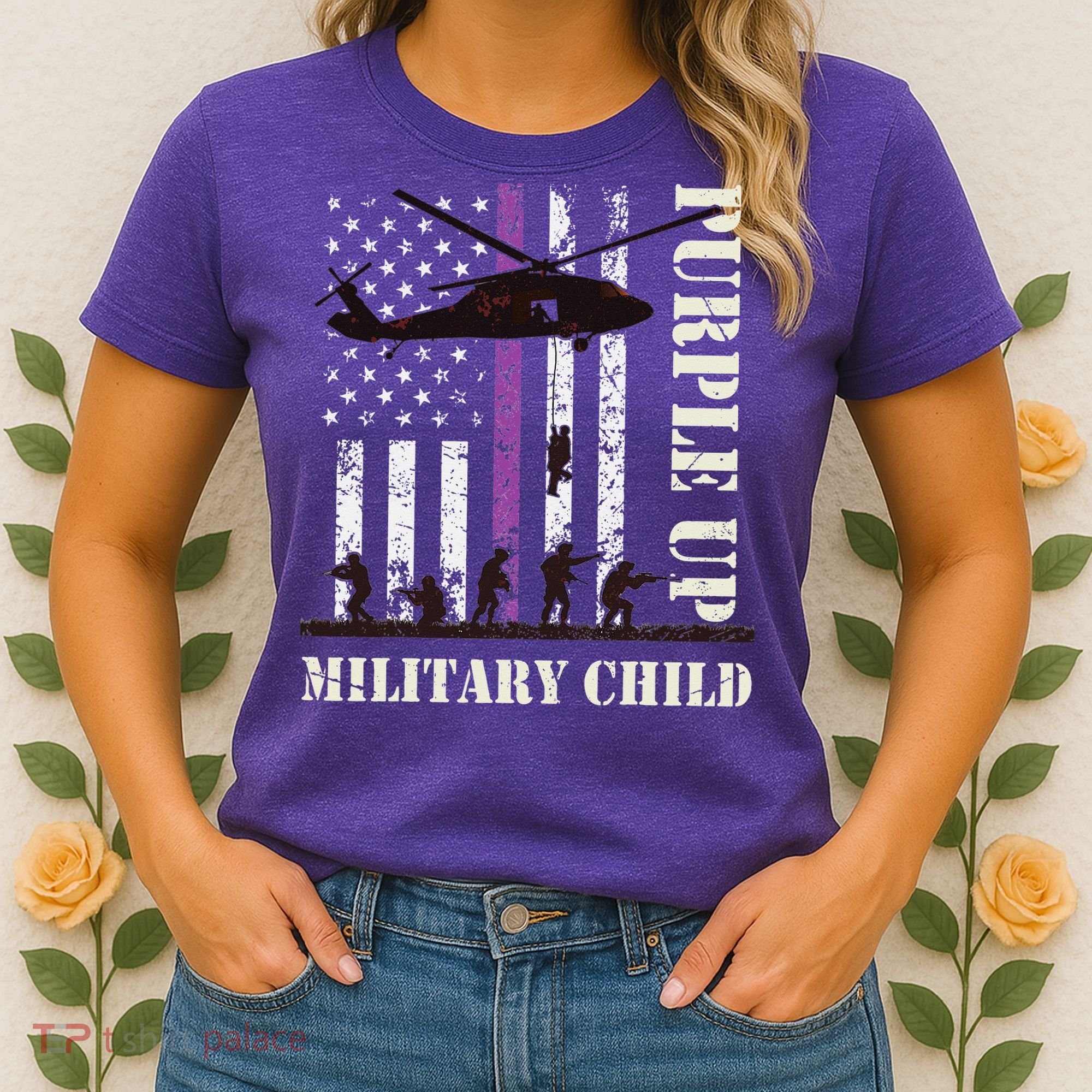 Purple Up Military Child Month US Flag Women's T-Shirt