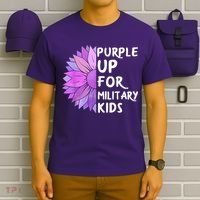 Purple Up Military Child Sunflower Military Brats Month T-Shirt thumb 6